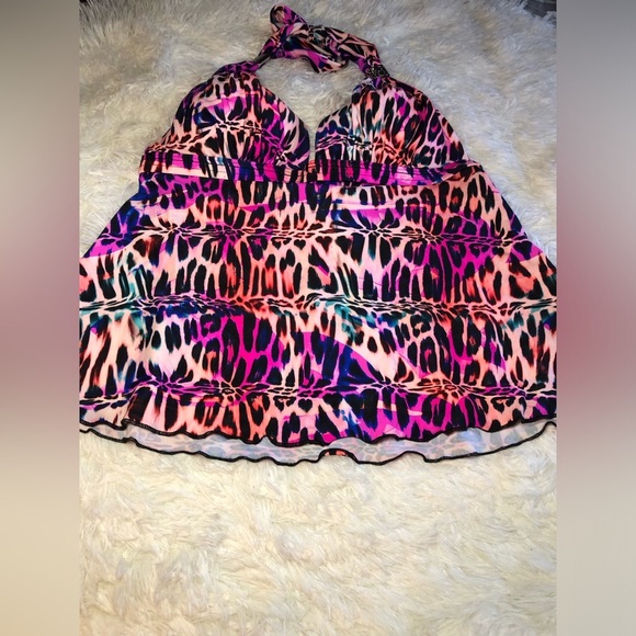 VENUS Hot Pink and Black Animal print Bikini a Tankini Swimwear size 4 NWOT - Picture 4 of 16